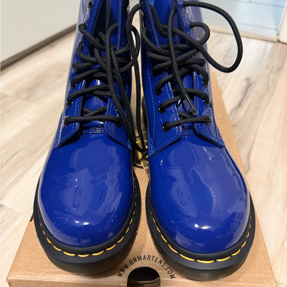 Dr. Martens Patent Leather Royal Blue Boots